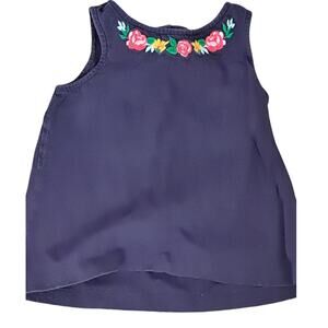 Janie And Jack Navy Sleeveless Embroidered Top Size 4